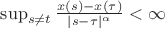 $\sup_{s\neq t}{\frac{x(s)-x(\tau)}{\mid s-\tau\mid^\alpha}} < \infty$