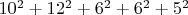 $10^2 + 12^2 + 6^2+ 6^2 + 5^2$