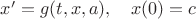 $x'=g(t,x,a),\quad x(0)=c$