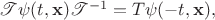 $\mathscr{T} \psi(t, \mathbf{x}) \mathscr{T}^{-1} = T\psi(-t, \mathbf{x}),$