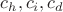 $c_h, c_i, c_d$