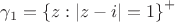 $\gamma_1=\left\lbrace z: \left\lvert z-i\right\rvert=1\right\rbrace^+$