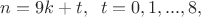 $n=9k+t, \;\; t=0,1,...,8,$
