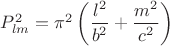 $P^2_{lm} = \pi^2 \left(\dfrac{l^2}{b^2} + \dfrac{m^2}{c^2}\right)$