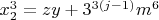 $x_2^3=zy+3^{3(j-1)}m^6$