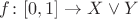 $f\colon [0,1]\to X\vee Y$