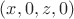 $(x, 0, z, 0)$ $(x, 0, z, 0)$
