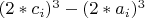 $(2*c_i)^3-(2*a_i)^3$