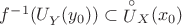 $\[{{f^{ - 1}}(\mathop {U_Y^{}}\limits^{} ({y_0})) \subset {{\mathop U\limits^ \circ  }_X}({x_0})}\]$
