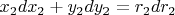 $x_2dx_2+y_2dy_2=r_2dr_2 $