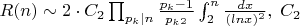 $R(n)\sim 2\cdot C_2\prod_{p_k\mid n}\frac{p_k-1}{p_k_2}\int_2^n\frac{dx}{(lnx)^2},\;C_2