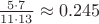 $\frac{5\cdot 7}{11\cdot 13}\approx 0.245$
