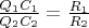 $ \frac{Q_1 C_1}{Q_2 C_2}=\frac{R_1}{R_2}$