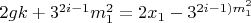 $2gk+3^{2i-1}m_1^2=2x_1-3^{2i-1)m_1^2$