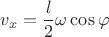 $v_x=\dfrac{l}{2}\omega\cos\varphi$