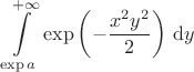 $$
\int \limits_{\exp a}^{+\infty} \exp \left( - \frac{x^2 y^2}{2} \right) \, \mathrm dy
$$ $$
\int \limits_{\exp a}^{+\infty} \exp \left( - \frac{x^2 y^2}{2} \right) \, \mathrm dy
$$