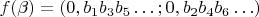 $f(\beta)=(0,b_1b_3b_5\ldots; 0,b_2b_4b_6\ldots)$