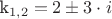 $$$
k_{1,2}  = 2 \pm 3 \cdot i
$$$