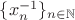 $\{ x_n^{-1} \}_{n \in \mathbb{N}}$