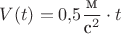 $V(t)=0{,}5\dfrac{\text{м}}{\text{с}^2}\cdot t$