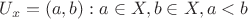$U_x=(a,b): a\in X, b\in X, a<b$