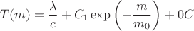 $$T(m)=\dfrac{\lambda}{c}+C_1 \exp\left(-\dfrac{m}{m_0}\right)+0°C$$ $$T(m)=\dfrac{\lambda}{c}+C_1 \exp\left(-\dfrac{m}{m_0}\right)+0°C$$