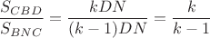 $\dfrac{S_{CBD}}{S_{BNC}}=\dfrac{kDN}{(k-1)DN}=\dfrac{k}{k-1}$