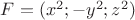 $F=(x^{2};-y^{2};z^{2})$