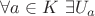 $\forall a \in K \  \exists U_{a}$