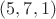 $(5,7,1)$