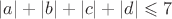 $|a|+|b|+|c|+|d| \leqslant 7$