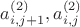 $a^{(2)}_{i,j+1}, a^{(2)}_{i,j}$