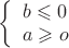 $ 
\left\{ \begin{array}{l}
b\leqslant 0 \\ 
a\geqslant o$ 
\end{array} \right. 
$