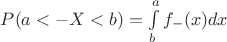 $P(a<-X<b) = \int\limits^a_b f_-(x)dx$