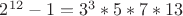 $2^{12}-1=3^3*5*7*13$
