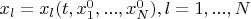 $x_l=x_l(t,x_1^0,...,x_N^0),l=1,...,N$