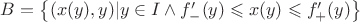 $B=\left\lbrace (x(y),y) | y\in I \wedge f_-'(y)\leqslant x(y) \leqslant f_+'(y)  \right\rbrace$