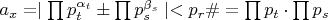 $a_x=\mid\prod p_t^{\alpha_t}\pm\prod p_s^{\beta_s}\mid<p_r\#=\prod p_t\cdot\prod p_s$