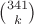 $ {341\choose k}$