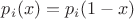 $p_i(x)=p_i(1-x)$
