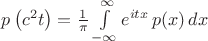 $p\left(c^2 t\right)=\frac 1 {\pi}\int\limits_{-\infty}^{\infty} e^{itx}\,p(x)\,dx$