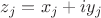 $z_j=x_j + i y_j$