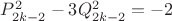 $P_{2k-2}^2 - 3Q_{2k-2}^2= -2$