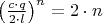 $\left(\frac{c \cdot q}{2 \cdot l} \right)^n=2 \cdot n$