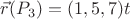 $\vec{r}(P_3) = (1,5,7) t $