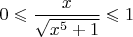 $0\leqslant\dfrac{x}{\sqrt{x^5+1}}\leqslant 1$