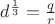 $d^\frac{1}{3}=\frac{q}{r}$