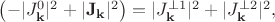 $\left ( -|J_{\mathbf{k}}^0|^2+|\mathbf{J}_{\mathbf{k}}|^2 \right ) = |J_{\mathbf{k}}^{\perp 1}|^2+|J_{\mathbf{k}}^{\perp 2}|^2,$