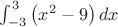 $\int_{-3}^{3} \left(x^2-9\right) dx$