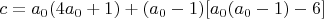 $c=a_0(4a_0+1)+(a_0-1)[a_0(a_0-1)-6]$